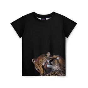 Детская футболка 3D с принтом Гепарды в Екатеринбурге, 100% гипоаллергенный полиэфир | прямой крой, круглый вырез горловины, длина до линии бедер, чуть спущенное плечо, ткань немного тянется | арт | гепард | животные | кошка | нежность | пара