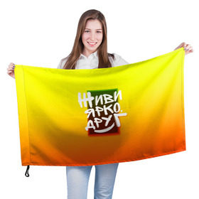 Флаг 3D с принтом Живи ярко друг в Екатеринбурге, 100% полиэстер | плотность ткани — 95 г/м2, размер — 67 х 109 см. Принт наносится с одной стороны | дверь | жизнерадостный | надпись | настроение | окно | позитив | радость | рамка | смайл | улыбка | хорошее