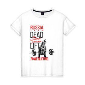 Женская футболка хлопок с принтом Powerlifting bear power в Екатеринбурге, 100% хлопок | прямой крой, круглый вырез горловины, длина до линии бедер, слегка спущенное плечо | deadlift | медведь со штангой | пауэрлифтинг