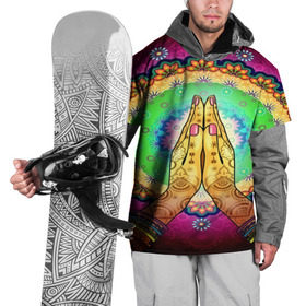 Накидка на куртку 3D с принтом Meditation в Екатеринбурге, 100% полиэстер |  | Тематика изображения на принте: 3d | indian | mandala | арт | йога | медитация | руки | узор | цветы