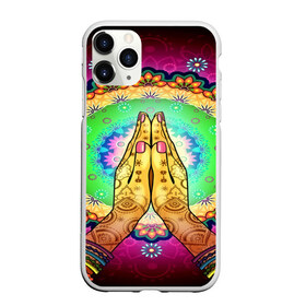 Чехол для iPhone 11 Pro матовый с принтом Meditation в Екатеринбурге, Силикон |  | 3d | indian | mandala | арт | йога | медитация | руки | узор | цветы