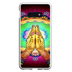 Чехол для Samsung S10E с принтом Meditation в Екатеринбурге, Силикон | Область печати: задняя сторона чехла, без боковых панелей | 3d | indian | mandala | арт | йога | медитация | руки | узор | цветы