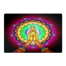 Магнитный плакат 3Х2 с принтом Meditation в Екатеринбурге, Полимерный материал с магнитным слоем | 6 деталей размером 9*9 см | 3d | indian | mandala | арт | йога | медитация | руки | узор | цветы