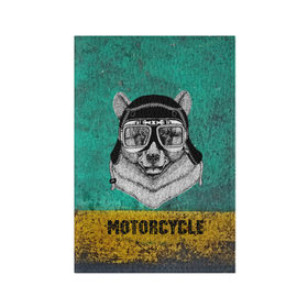 Обложка для паспорта матовая кожа с принтом Мотоцикл медведь в Екатеринбурге, натуральная матовая кожа | размер 19,3 х 13,7 см; прозрачные пластиковые крепления | 3d | motor bicycle | motorbike | motorcycle | авто | автомобильные | водитель | механик | мотоциклист | очки