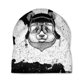 Шапка 3D с принтом Панда Гонщик в Екатеринбурге, 100% полиэстер | универсальный размер, печать по всей поверхности изделия | 3d | motor bicycle | motorbike | motorcycle | авто | автомобильные | водитель | животные | кот | механик | мотоциклист | очки | панда