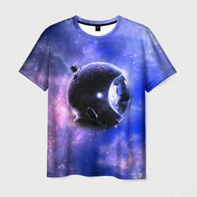 Мужская футболка 3D с принтом Вселенная бесконечна в Екатеринбурге, 100% полиэфир | прямой крой, круглый вырез горловины, длина до линии бедер | Тематика изображения на принте: звезды | планета | разноцветный | шлем | яркий