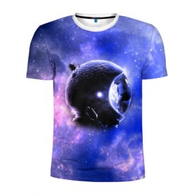 Мужская футболка 3D спортивная с принтом Вселенная бесконечна в Екатеринбурге, 100% полиэстер с улучшенными характеристиками | приталенный силуэт, круглая горловина, широкие плечи, сужается к линии бедра | Тематика изображения на принте: звезды | планета | разноцветный | шлем | яркий