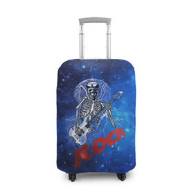 Чехол для чемодана 3D с принтом Мертвый гитарист в Екатеринбурге, 86% полиэфир, 14% спандекс | двустороннее нанесение принта, прорези для ручек и колес | rock | гитара | скелет | я люблю рок
