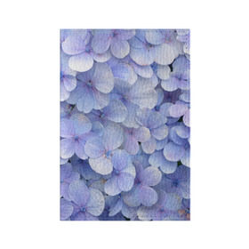 Обложка для паспорта матовая кожа с принтом Гортензия голубая в Екатеринбурге, натуральная матовая кожа | размер 19,3 х 13,7 см; прозрачные пластиковые крепления | Тематика изображения на принте: hydrangea | лето | нежность | незабудка | цветы