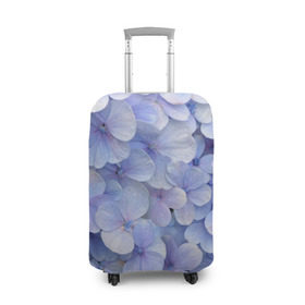Чехол для чемодана 3D с принтом Гортензия голубая в Екатеринбурге, 86% полиэфир, 14% спандекс | двустороннее нанесение принта, прорези для ручек и колес | hydrangea | лето | нежность | незабудка | цветы