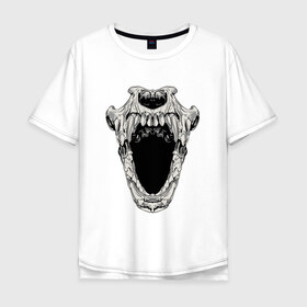 Мужская футболка хлопок Oversize с принтом Вампир в Екатеринбурге, 100% хлопок | свободный крой, круглый ворот, “спинка” длиннее передней части | 3d | арт | вампир | краска | монстр | прикольные | скелет | цветные | челюсти | череп
