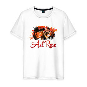 Мужская футболка хлопок с принтом Axl Rose в Екатеринбурге, 100% хлопок | прямой крой, круглый вырез горловины, длина до линии бедер, слегка спущенное плечо. | axl | guns | music | rock | rose | roses | аксель | арт | музыка | рок | роуз