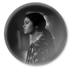 Значок с принтом Selena Gomez в Екатеринбурге,  металл | круглая форма, металлическая застежка в виде булавки | Тематика изображения на принте: selena gomez