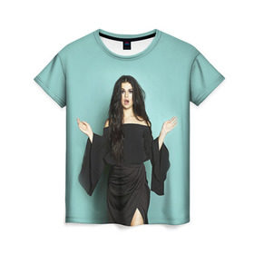 Женская футболка 3D с принтом Selena Gomez в Екатеринбурге, 100% полиэфир ( синтетическое хлопкоподобное полотно) | прямой крой, круглый вырез горловины, длина до линии бедер | selena gomez