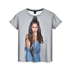 Женская футболка 3D с принтом Selena Gomez в Екатеринбурге, 100% полиэфир ( синтетическое хлопкоподобное полотно) | прямой крой, круглый вырез горловины, длина до линии бедер | Тематика изображения на принте: 