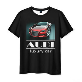 Мужская футболка 3D с принтом AUDI luxury car в Екатеринбурге, 100% полиэфир | прямой крой, круглый вырез горловины, длина до линии бедер | ауди | машина