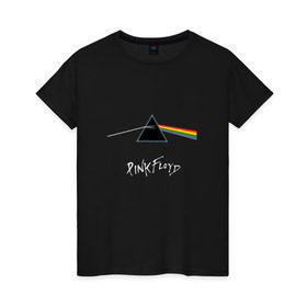 Женская футболка хлопок с принтом Pink Floyd в Екатеринбурге, 100% хлопок | прямой крой, круглый вырез горловины, длина до линии бедер, слегка спущенное плечо | rolling stone | англия | басы | британия | гитара | группа | музыка | песни | пинк флойд | призма | радуга | рок | свет