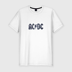 Мужская футболка премиум с принтом AC/DC в Екатеринбурге, 92% хлопок, 8% лайкра | приталенный силуэт, круглый вырез ворота, длина до линии бедра, короткий рукав | Тематика изображения на принте: ас | группа | дс | логотип | музыка | печни | рок