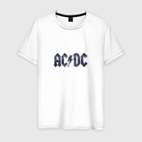 Мужская футболка хлопок с принтом AC/DC в Екатеринбурге, 100% хлопок | прямой крой, круглый вырез горловины, длина до линии бедер, слегка спущенное плечо. | ас | группа | дс | логотип | музыка | печни | рок