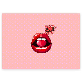 Поздравительная открытка с принтом Lips в Екатеринбурге, 100% бумага | плотность бумаги 280 г/м2, матовая, на обратной стороне линовка и место для марки
 | 3d | love | pop art | арт | губы | девушкам | любовь | поп арт | поцелуй | розовый | сердечки