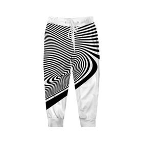 Детские брюки 3D с принтом Black&White illusion в Екатеринбурге, 100% полиэстер | манжеты по низу, эластичный пояс регулируется шнурком, по бокам два кармана без застежек, внутренняя часть кармана из мелкой сетки | 3d | абстракции | иллюзия | линии | полосы | черно белые