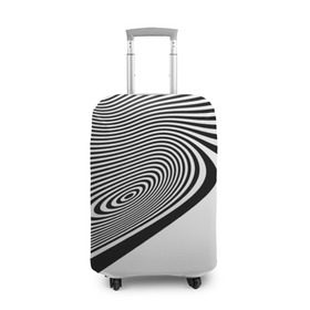 Чехол для чемодана 3D с принтом Black&White illusion в Екатеринбурге, 86% полиэфир, 14% спандекс | двустороннее нанесение принта, прорези для ручек и колес | 3d | абстракции | иллюзия | линии | полосы | черно белые