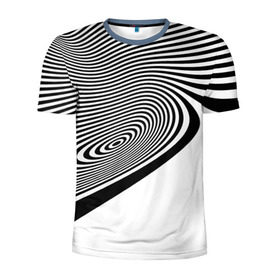 Мужская футболка 3D спортивная с принтом Black&White illusion в Екатеринбурге, 100% полиэстер с улучшенными характеристиками | приталенный силуэт, круглая горловина, широкие плечи, сужается к линии бедра | Тематика изображения на принте: 3d | абстракции | иллюзия | линии | полосы | черно белые