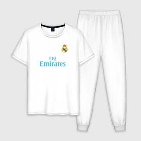 Мужская пижама хлопок с принтом Реал Мадрид в Екатеринбурге, 100% хлопок | брюки и футболка прямого кроя, без карманов, на брюках мягкая резинка на поясе и по низу штанин
 | madrid | real | барселона | футбол