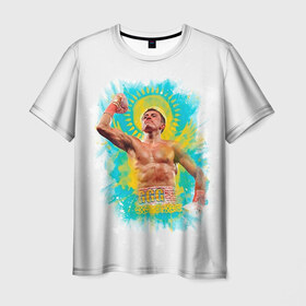 Мужская футболка 3D с принтом Геннадий Головкин в Екатеринбурге, 100% полиэфир | прямой крой, круглый вырез горловины, длина до линии бедер | fighting | ggg | боец | боксер | борьба | драки