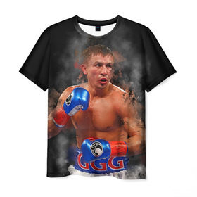 Мужская футболка 3D с принтом Геннадий Головкин в Екатеринбурге, 100% полиэфир | прямой крой, круглый вырез горловины, длина до линии бедер | fighting | ggg | боец | боксер | борьба | драки