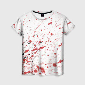 Женская футболка 3D с принтом Брызги в Екатеринбурге, 100% полиэфир ( синтетическое хлопкоподобное полотно) | прямой крой, круглый вырез горловины, длина до линии бедер | 3d | абстракция | абстракция красок | арт | брызги | краска | кровь | прикольные | цветные | штрихи