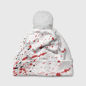Шапка 3D c помпоном с принтом Брызги в Екатеринбурге, 100% полиэстер | универсальный размер, печать по всей поверхности изделия | 3d | абстракция | абстракция красок | арт | брызги | краска | кровь | прикольные | цветные | штрихи