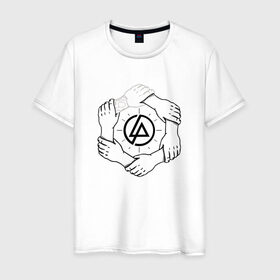 Мужская футболка хлопок с принтом Linkin Park в Екатеринбурге, 100% хлопок | прямой крой, круглый вырез горловины, длина до линии бедер, слегка спущенное плечо. | 0x000000123 | chester | linkin park | линкин парк