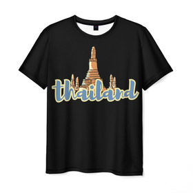 Мужская футболка 3D с принтом Тайланд в Екатеринбурге, 100% полиэфир | прямой крой, круглый вырез горловины, длина до линии бедер | азия | новинки | популярное | прикольные | солнце | страна | традиция | турист | черный