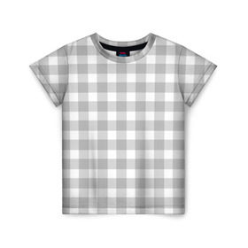 Детская футболка 3D с принтом Grey squares в Екатеринбурге, 100% гипоаллергенный полиэфир | прямой крой, круглый вырез горловины, длина до линии бедер, чуть спущенное плечо, ткань немного тянется | Тематика изображения на принте: белый | клеточка | серый | текстура