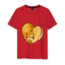Мужская футболка хлопок с принтом Love cats в Екатеринбурге, 100% хлопок | прямой крой, круглый вырез горловины, длина до линии бедер, слегка спущенное плечо. | Тематика изображения на принте: 