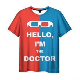 Мужская футболка 3D с принтом I`m the Doctor в Екатеринбурге, 100% полиэфир | прямой крой, круглый вырез горловины, длина до линии бедер | арт | доктор кто | надпись | сериал | тардис | фильмы | я доктор