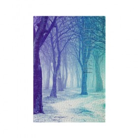 Обложка для паспорта матовая кожа с принтом Мрачный лес в Екатеринбурге, натуральная матовая кожа | размер 19,3 х 13,7 см; прозрачные пластиковые крепления | вечер | деревья | загадочный | зеленый | земля | зима | лес | необычный | природа | свет | свечение | сибирь | снег | тайга | фиолетовый | яркий