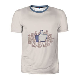 Мужская футболка 3D спортивная с принтом Лайк в Екатеринбурге, 100% полиэстер с улучшенными характеристиками | приталенный силуэт, круглая горловина, широкие плечи, сужается к линии бедра | facebook | like | vk | вк | вконтакте | жадность | заложники | лайки | мир катится к чертям | общество | поклонение | секта | слабость | социальные сети | тупость