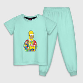 Детская пижама хлопок с принтом Homer в Екатеринбурге, 100% хлопок |  брюки и футболка прямого кроя, без карманов, на брюках мягкая резинка на поясе и по низу штанин
 | bart | homer | simpsons | барт | гомер | еда | мультфильм | отец | папа | пончик | радуга | симпсоны | спрингфилд | хиппи | цвет