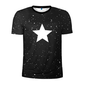 Мужская футболка 3D спортивная с принтом Super Star в Екатеринбурге, 100% полиэстер с улучшенными характеристиками | приталенный силуэт, круглая горловина, широкие плечи, сужается к линии бедра | black | milk | блэк | брызги | звезда | милк | текстура | узор