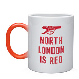 Кружка хамелеон с принтом North London is Red в Екатеринбурге, керамика | меняет цвет при нагревании, емкость 330 мл | Тематика изображения на принте: arsenal | football | арсенал | лондон | спорт | футбол