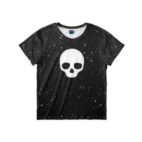 Детская футболка 3D с принтом Black Milk Skull Classic в Екатеринбурге, 100% гипоаллергенный полиэфир | прямой крой, круглый вырез горловины, длина до линии бедер, чуть спущенное плечо, ткань немного тянется | 