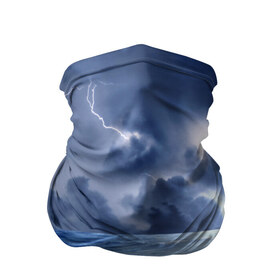Бандана-труба 3D с принтом Шторм в Екатеринбурге, 100% полиэстер, ткань с особыми свойствами — Activecool | плотность 150‒180 г/м2; хорошо тянется, но сохраняет форму | Тематика изображения на принте: брызги | буря | вода | волны | гроза | капли | красивое | молния | море | непогода | океан | природа | синее | стихия | тучи