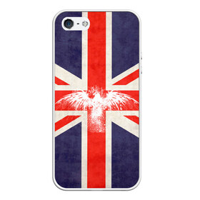 Чехол для iPhone 5/5S матовый с принтом Флаг Англии с белым орлом в Екатеринбурге, Силикон | Область печати: задняя сторона чехла, без боковых панелей | london | англия | белый | брызги | великобритания | империя | клякса | крылья | лондон | необычный | объеденное королевство | орел | птица | символ | сокол | туманный альбион | флаг