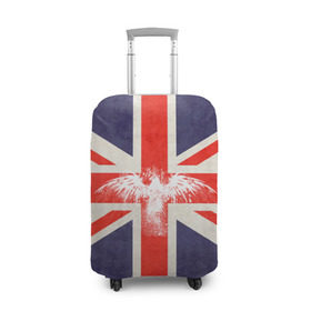 Чехол для чемодана 3D с принтом Флаг Англии с белым орлом в Екатеринбурге, 86% полиэфир, 14% спандекс | двустороннее нанесение принта, прорези для ручек и колес | london | англия | белый | брызги | великобритания | империя | клякса | крылья | лондон | необычный | объеденное королевство | орел | птица | символ | сокол | туманный альбион | флаг