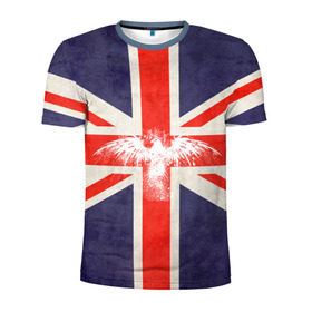 Мужская футболка 3D спортивная с принтом Флаг Англии с белым орлом в Екатеринбурге, 100% полиэстер с улучшенными характеристиками | приталенный силуэт, круглая горловина, широкие плечи, сужается к линии бедра | Тематика изображения на принте: london | англия | белый | брызги | великобритания | империя | клякса | крылья | лондон | необычный | объеденное королевство | орел | птица | символ | сокол | туманный альбион | флаг