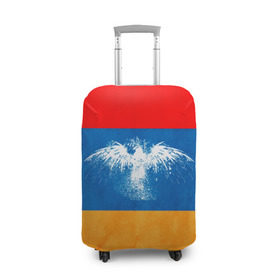 Чехол для чемодана 3D с принтом Флаг Армении с белым орлом в Екатеринбурге, 86% полиэфир, 14% спандекс | двустороннее нанесение принта, прорези для ручек и колес | Тематика изображения на принте: айастан | армения | белый | босеан | брызги | ереван | знамя | империя | клякса | крылья | кумач | необычный | орел | пойс | птица | символ | сокол | стяг | флаг | хайастан | штандарт