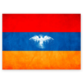 Поздравительная открытка с принтом Флаг Армении с белым орлом в Екатеринбурге, 100% бумага | плотность бумаги 280 г/м2, матовая, на обратной стороне линовка и место для марки
 | айастан | армения | белый | босеан | брызги | ереван | знамя | империя | клякса | крылья | кумач | необычный | орел | пойс | птица | символ | сокол | стяг | флаг | хайастан | штандарт