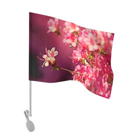 Флаг для автомобиля с принтом Сакура в Екатеринбурге, 100% полиэстер | Размер: 30*21 см | 3d | flower | nature | pink | sakura | весна | деревья | природа | розовый | сакура | цветы | япония